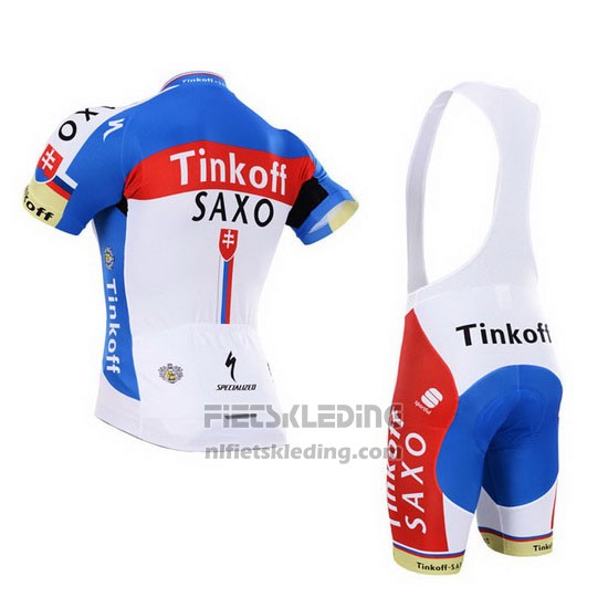 2015 Fietskleding Tinkoff Saxo Bank Kampioen Slowakije Korte Mouwen en Koersbroek